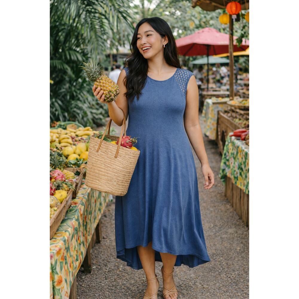 High-Low Dress Size 1 – Blue – Stretch Rayon – Sleeveless